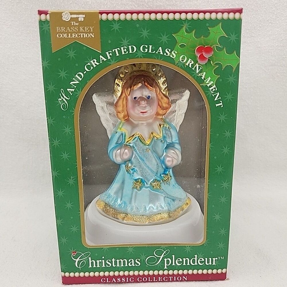 Ornament Hand Crafted Glass Angel VTG 2002 Brass Key Co Christmas Splendeur